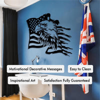 Bald Eagle Holding American Flag Wall Art