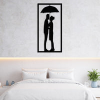 Couple Under the Umbrella Metal Wall Art