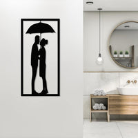 Couple Under the Umbrella Metal Wall Art