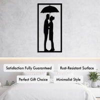 Couple Under the Umbrella Metal Wall Art