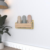 Wall Mounted Slipper Rack with Wooden Front for Compact Storage