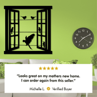 Open Window Design with Birds Silhouette