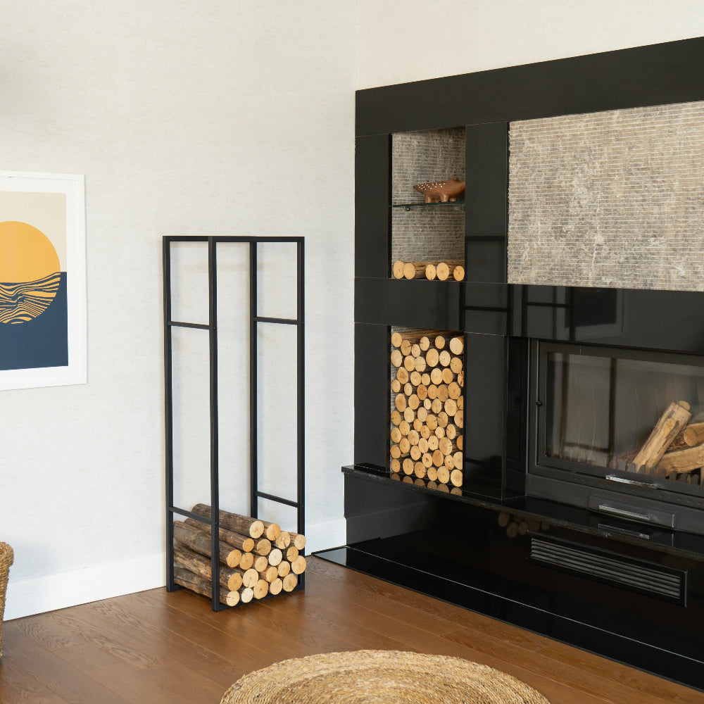 Modern Indoor Log Holder for Fireplace Storage