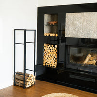 Modern Indoor Log Holder for Fireplace Storage