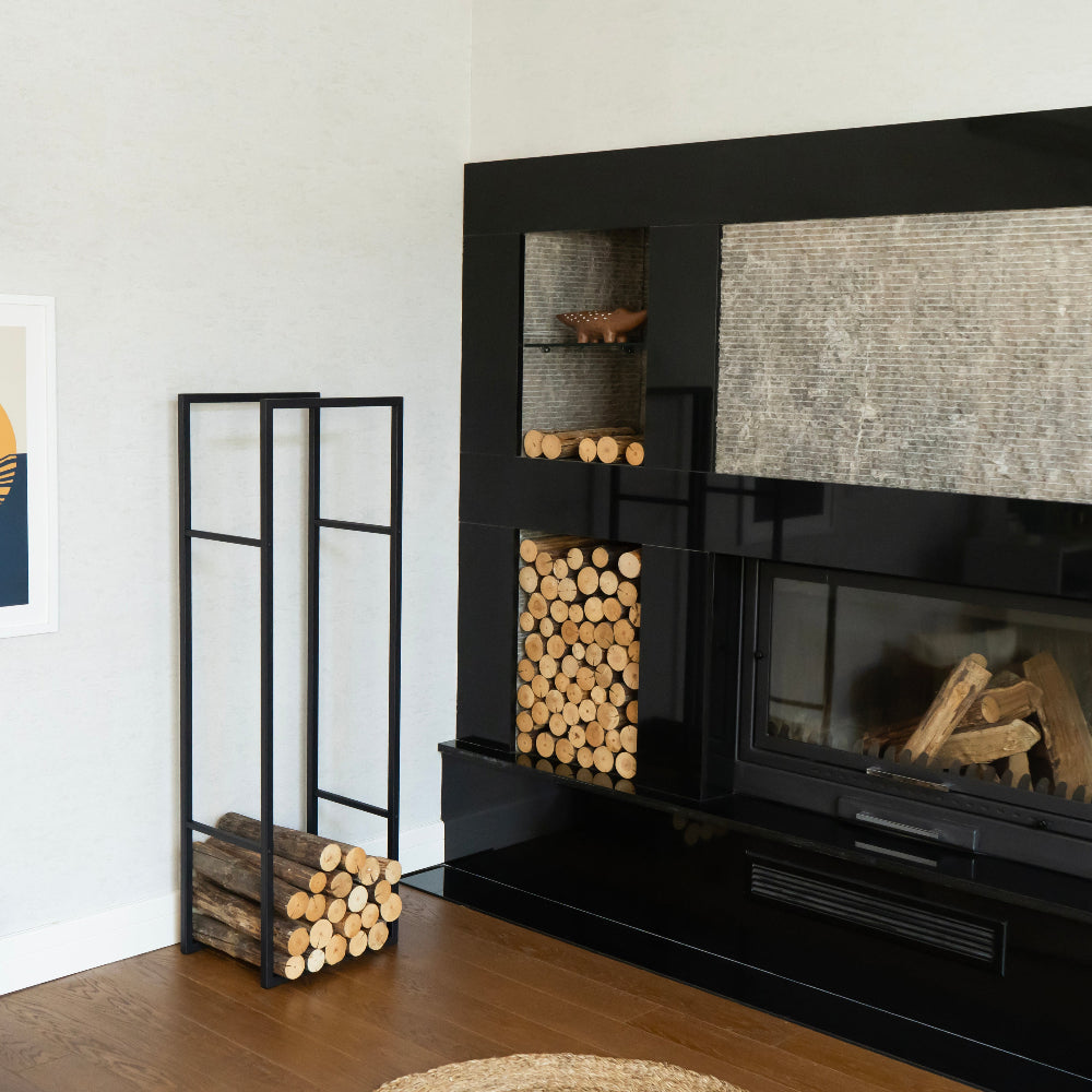 Modern Indoor Log Holder for Fireplace Storage