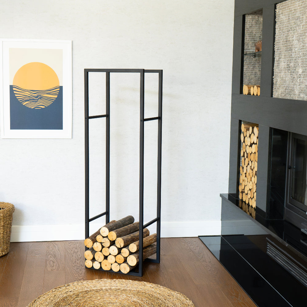 Modern Indoor Log Holder for Fireplace Storage