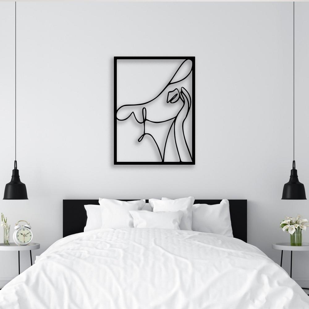 Abstract Woman With Hat Metal Decor