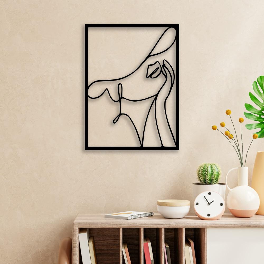 Abstract Woman With Hat Metal Decor