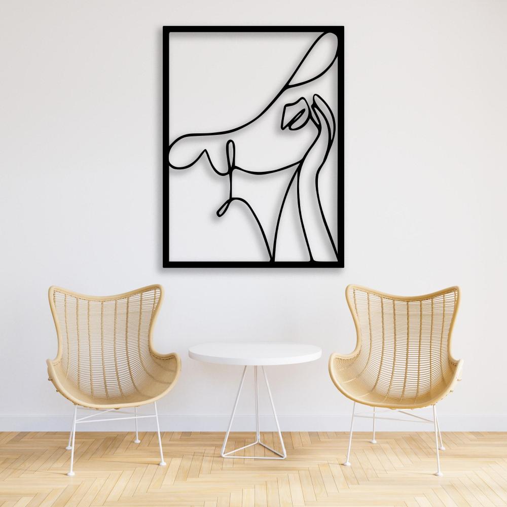 Abstract Woman With Hat Metal Decor