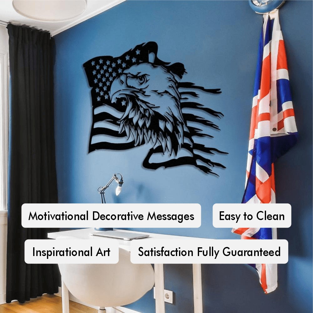 Bald Eagle Holding American Flag Wall Art