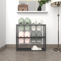 Three Tier Slipper Rack with White Metal Frame for Entryway Storage