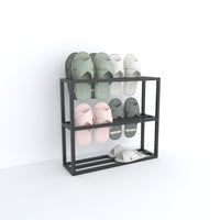 Three Tier Slipper Rack with White Metal Frame for Entryway Storage