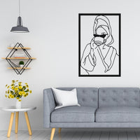 Lady With Coffee Metal Wall Art