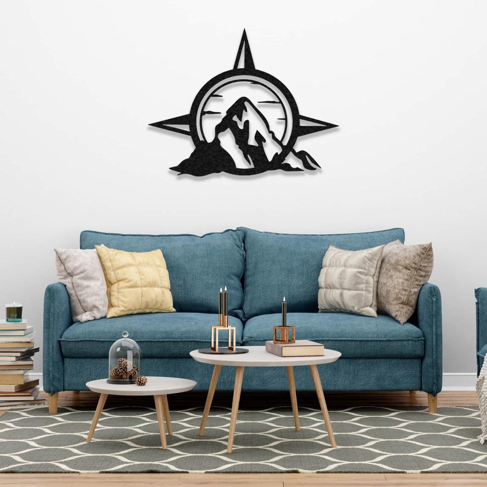 Compass and Mountain Metal Wall Decor