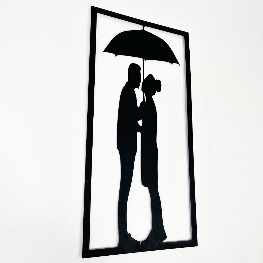 Couple Under the Umbrella  Metal Wall Art