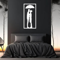 Couple Under the Umbrella  Metal Wall Art