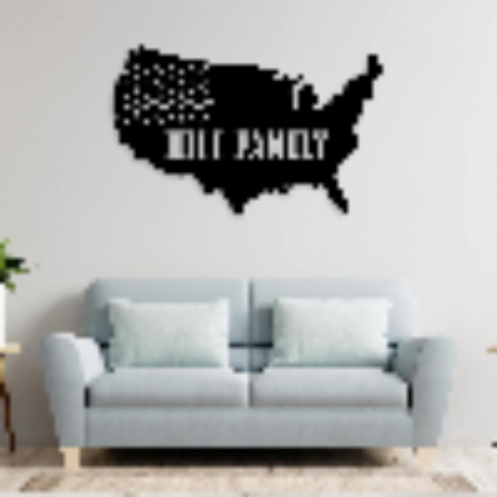 Custom America Map Metal Wall Art