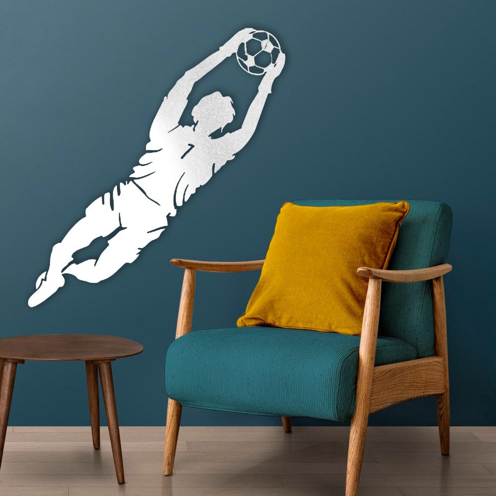 Goalkeeper Jumping Metal Wall Art