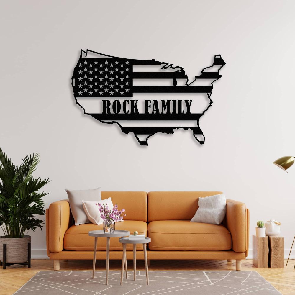 Metal USA Custom Map Wall Art