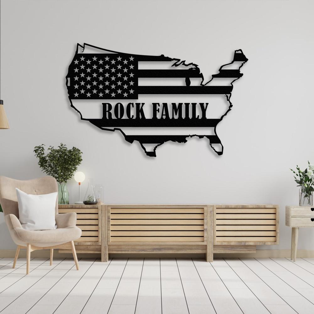 Metal USA Custom Map Wall Art