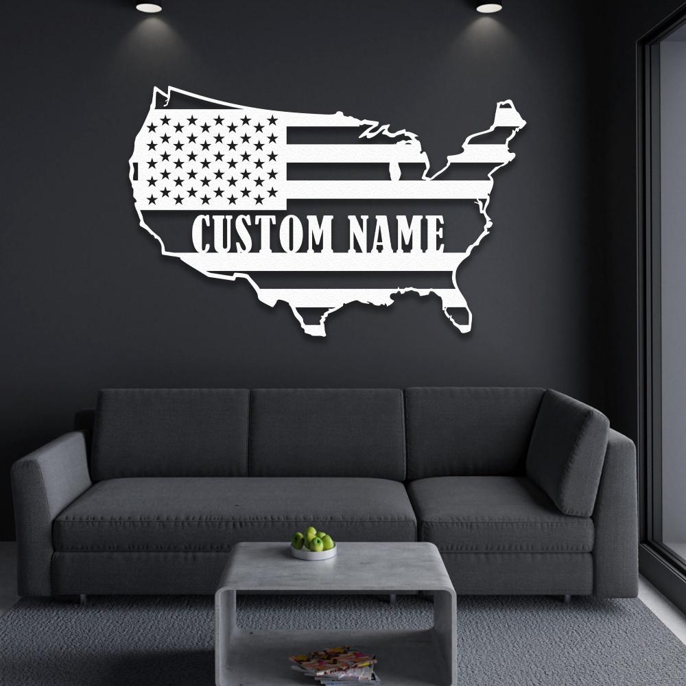 Metal USA Custom Map Wall Art