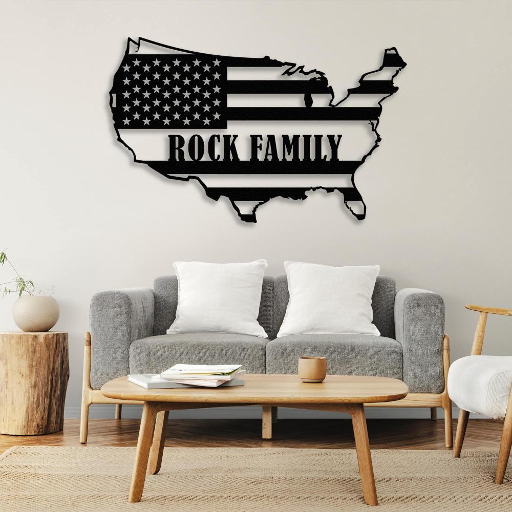 Metal USA Custom Map Wall Art