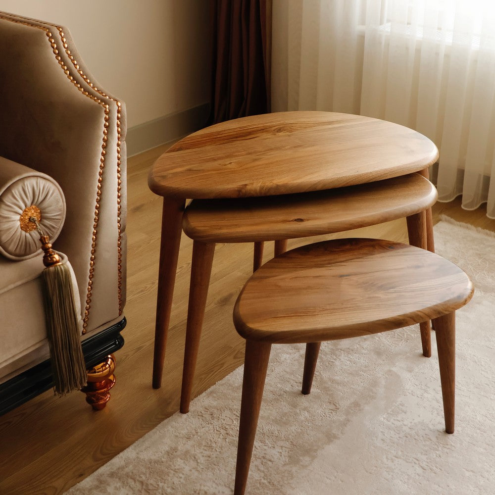 3-Piece Walnut Nesting Table Set