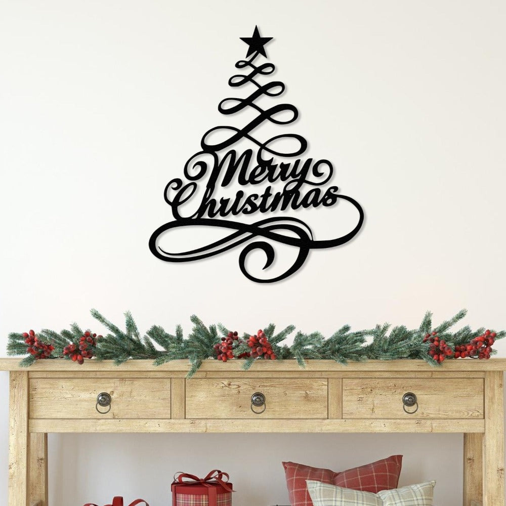 Pine Tree Merry Christmas Wall Art