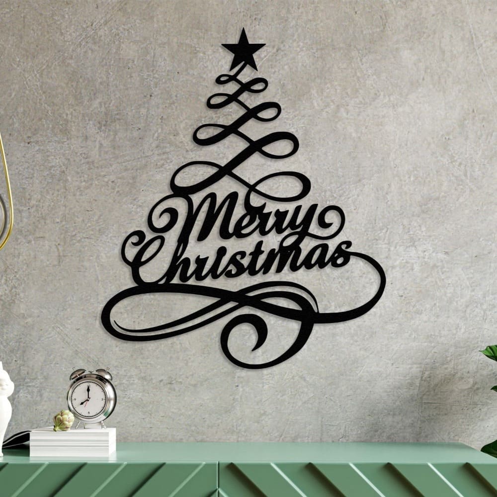 Pine Tree Merry Christmas Wall Art