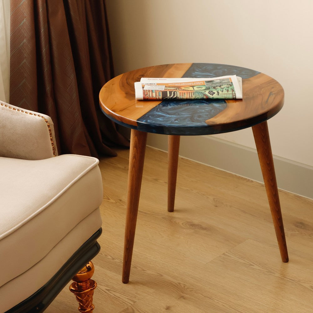 Walnut and Epoxy Side Table