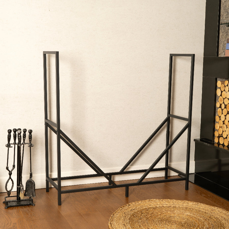 Modern V-Shaped Metal Firewood Rack