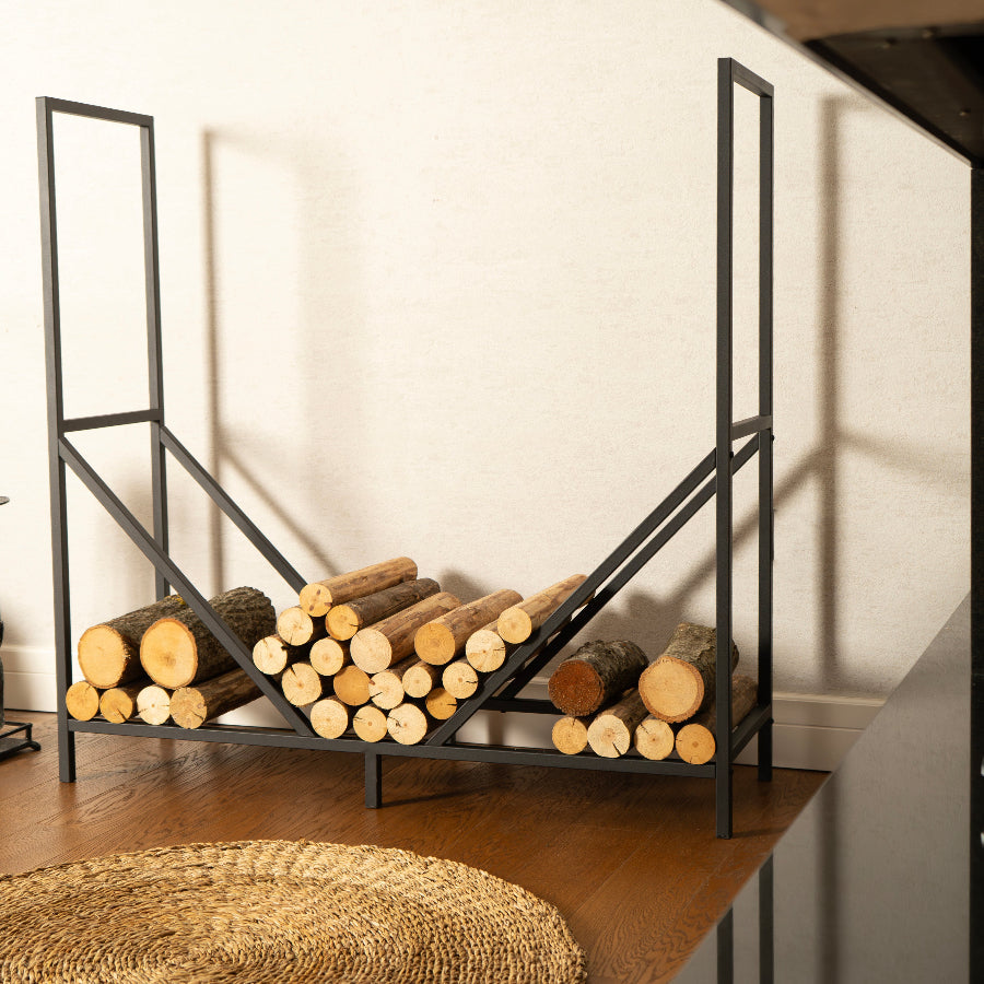 Modern V-Shaped Metal Firewood Rack