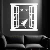 Open Window Design with Birds Silhouette