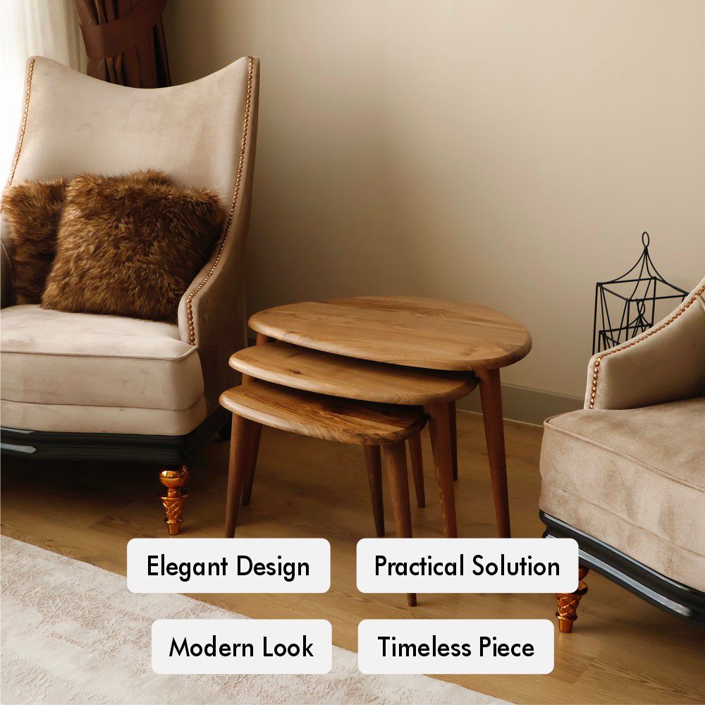 3-Piece Walnut Nesting Table Set